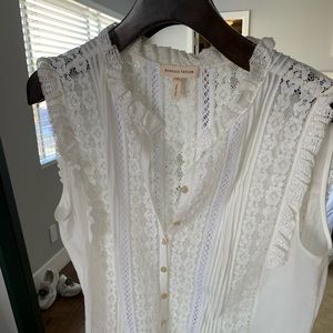 Rebecca Taylor cotton & lace trim shirt